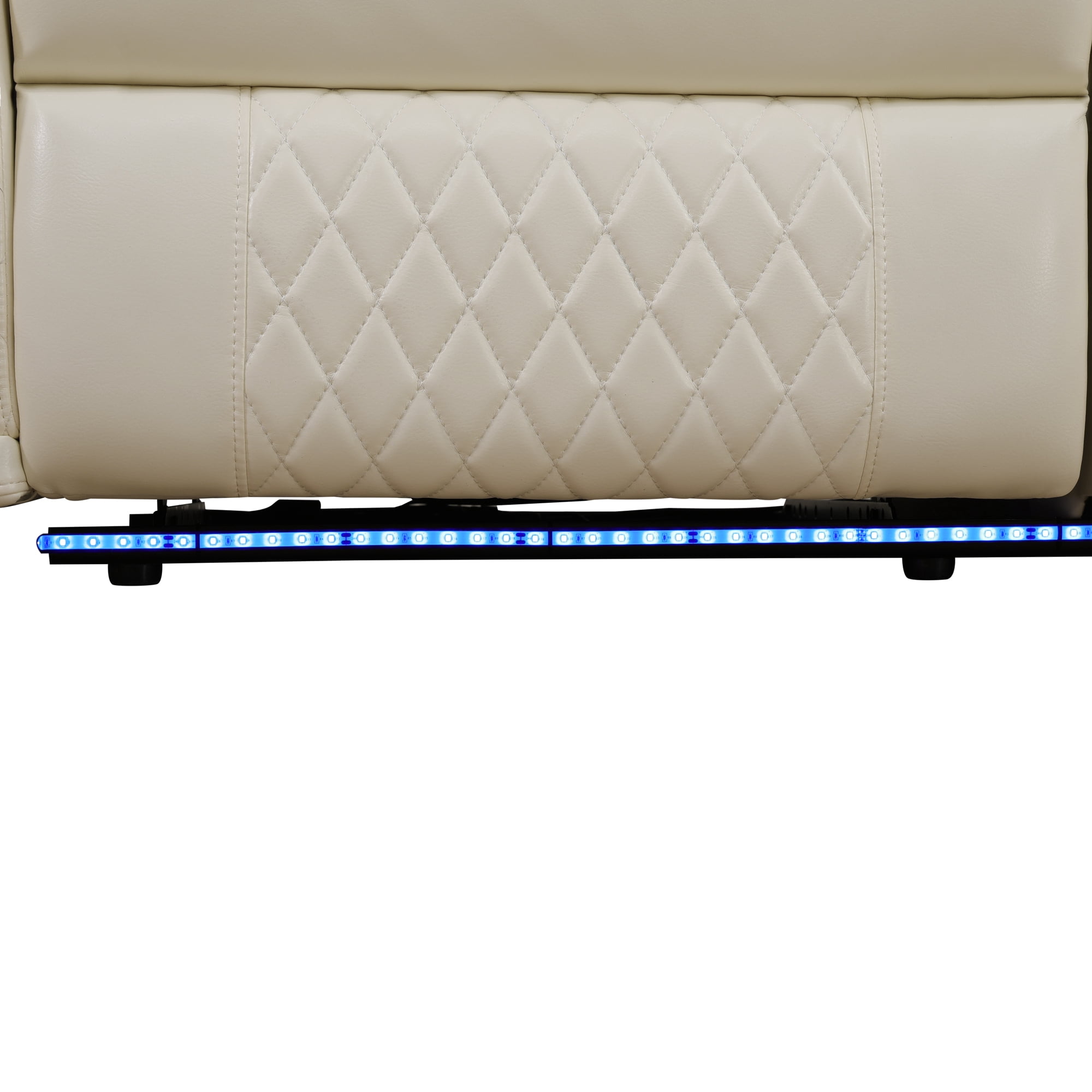 Electric Power Recliner Chair with LED, Adjustable Headrest Leather Recline Home Theater Seating with USB Port, Beige