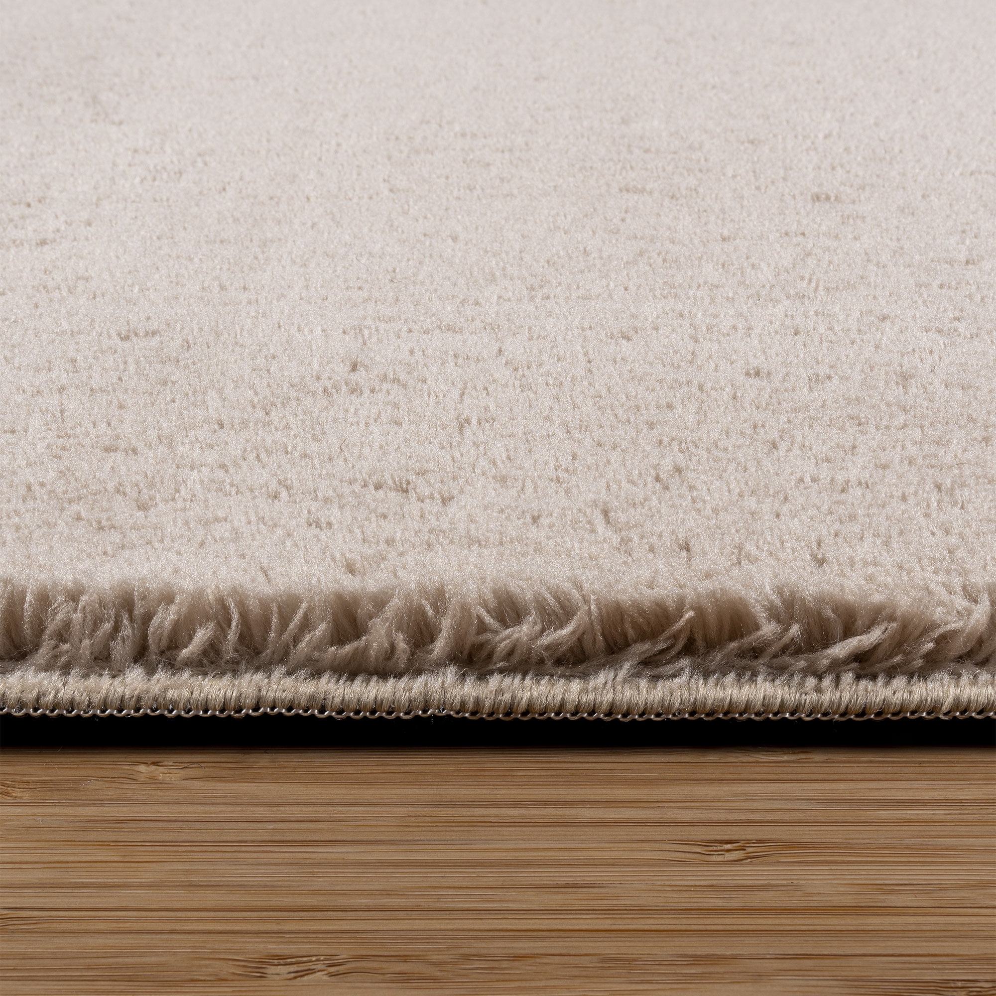 Cadence Tonee Shag Solid Color Beige Area Rug, 6x9