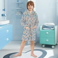 thumbnail image 5 of FORMRS Niños Bathrobe Unisex Hooded Robe Soft Plush Pajamas Sleepwear, Size 7-9T, Small Pink Flower, 5 of 7