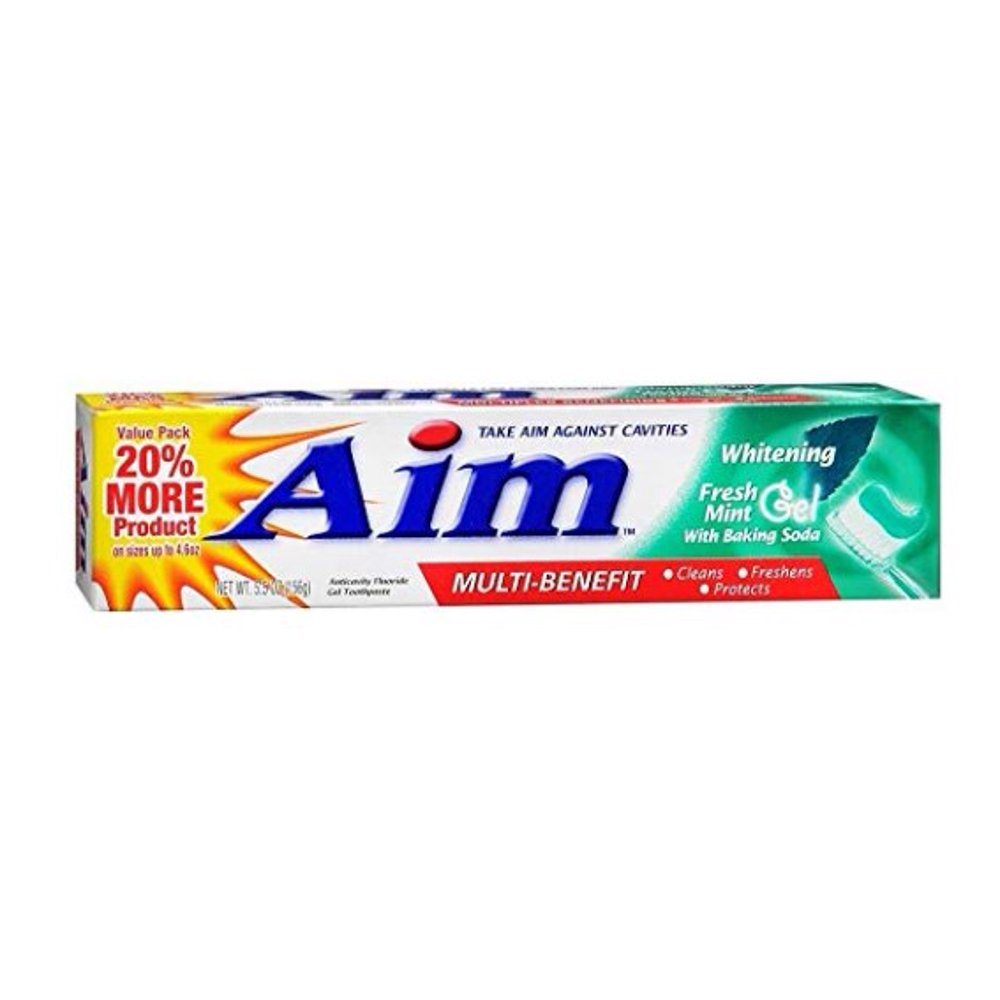 Aim Whitening Anticavity Fluoride Toothpaste Gel Fresh Mint 5.5 oz