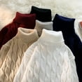 thumbnail image 5 of Autumn Winter Men's Thick Sweater Thick Solid Color Turtleneck Collar Long Sleeve Warm Basic Classical Knit Sweater, 5 of 5