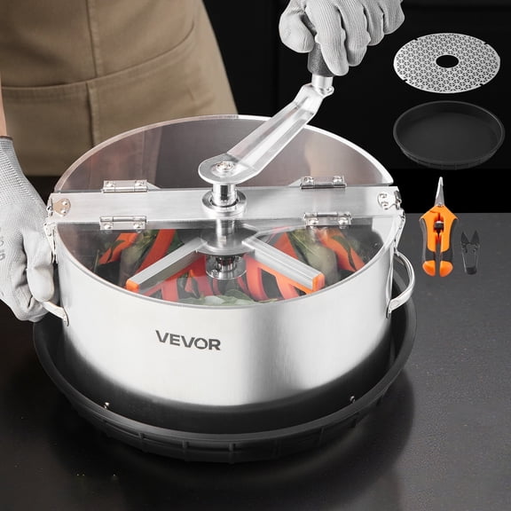 VEVOR Manual Leaf Trimmer, 12 in Reaper Bowl Bud Trimmer with Stainless Steel Blades, Visual Cutting , Wet & Dry Hydroponic Cutting Machine with Tray, Twisted Spin Cut for Plant Buds Flowers