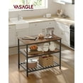 thumbnail image 2 of VASAGLE Kitchen Island with 3 Shelves, 39.4 Inches Kitchen Shelf with Large Worktop, Stable Steel Structure, Industrial, Easy to Assemble, Rustic Brown and Black, 2 of 7
