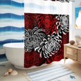 thumbnail image 5 of No Hook Shower Curtain, Red White Shower Curtains for Bathroom with See Through Top Window, Abstract Black Chrysanthemum Flower Floral Waterproof & Washable Bath Curtain Stall 48"x72", 5 of 9