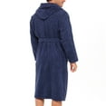 thumbnail image 5 of Notus Hooded Bathrobe for Men Soft Spa Nightgowns 100% Cotton Terry robes for Women - Towel Bathrobe Unisex Terry Cloth Bathrobe, Soft Shower Spa Robe Navy XXL, 5 of 6