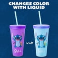 thumbnail image 2 of Silver Buffalo Disney Lilo and Stitch Tropical Poses Paquete de 4 vasos de plástico con cambio de color, 24 onzas, 2 of 12