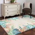 thumbnail image 3 of Area Rug for Living Room, Beige Coastal Non-Slip Indoor Large Carpet for Bedroom/Dining Room, Summer Nautical Beach Coral Starfish Washable Low-Profile Rectangle Floor Mat Runner Rugs - 2.7 x 5 Ft, 3 of 8