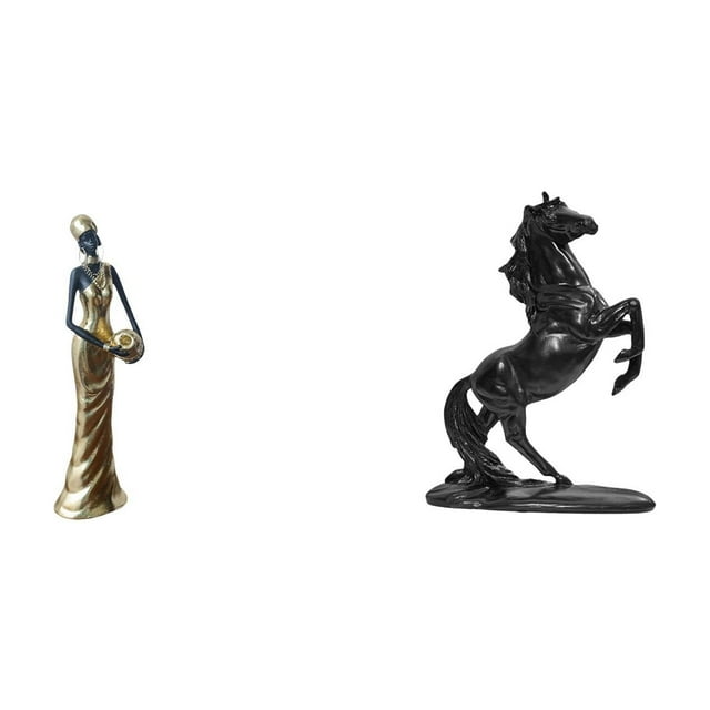 Figura de mujer africana, estatua de resina hecha a mano, escultura animal, adorno decorativo, estatua tribal de dama a caballo con detalles realistas