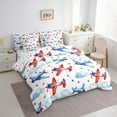 thumbnail image 3 of Castle Fairy Cute Cute Plane Aircraft Twin Bedding Sets 7-Piece for Preppy Child,Transportation Theme Bedding Comforter Set Microfiber,Starry Sky Breathable Sheet Sets,Microfiber Bedroom Decor, 3 of 8