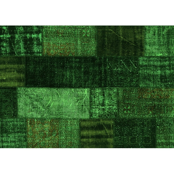 Ahgly Company Indoor Rectangle Patchwork Green Transitional Area Rugs, 2' x 3'