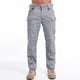 thumbnail image 1 of Pantalones largos para hombre, de color liso, multibolsillos, lavados, para exteriores, informales, de algodón puro., 1 of 4
