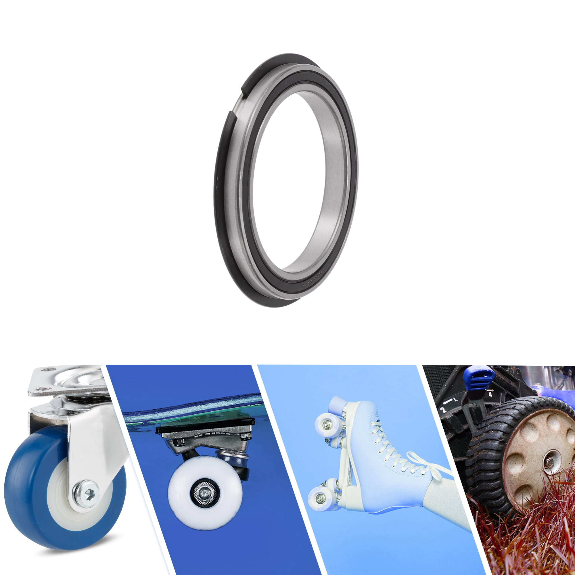 Unique Bargains 6813NR2RS Deep Groove Ball Bearings 65x85x10mm P6 Double Rubber Seal Lubricated Bearings 1 Pc Car Scooter Skateboard Wheel Universal Black