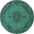 thumbnail image 1 of Ahgly Company Machine Washable Indoor Round Medallion Turquoise Blue Traditional Area Rugs, 6' Round, 1 of 4