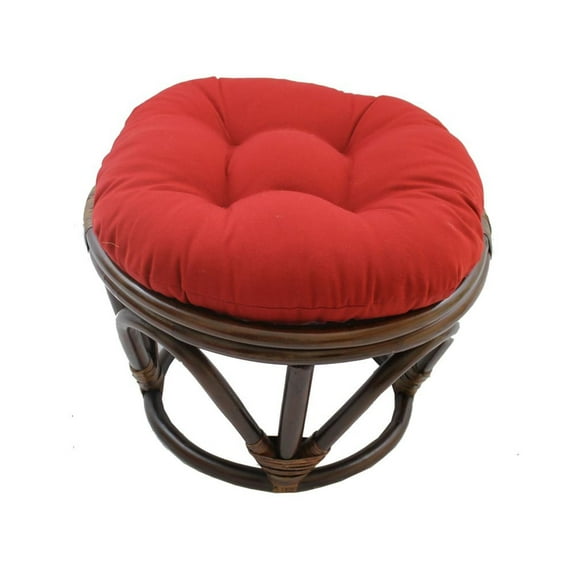 International Caravan Rattan Footstool with Twill Cushion