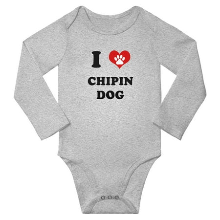

I Heart Chipin Dog Baby Long Jumpsuits Newborn Clothes (Gray 6-12 Months)