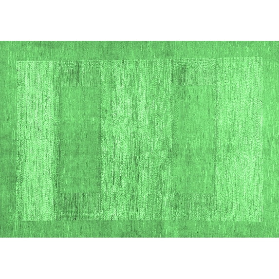 Ahgly Company Indoor Rectangle Abstract Emerald Green Contemporary Area Rugs, 2' x 5'