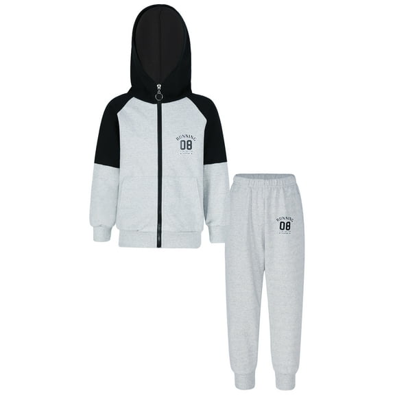 Hansber Kids Tracsuit 2 Piece Sweatsuit Sport Outfit Fall Boys Hoodie Sweatshirt Zip Up Hooded and Gray 160