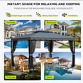 thumbnail image 5 of 10'x12' Outdoor Gazebo with Double Roof, Metal Frame Patio Gazebo with Netting, Water-Resistant Canopy Tent for Backyard, Deck, Garden, Patio, Grey, 5 of 9