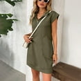 thumbnail image 3 of HERESOM Women Summer Dresses for Women's Plus Size Fashionable Casual Solid Color Loose Pocket Lapel Dress, 3 of 5