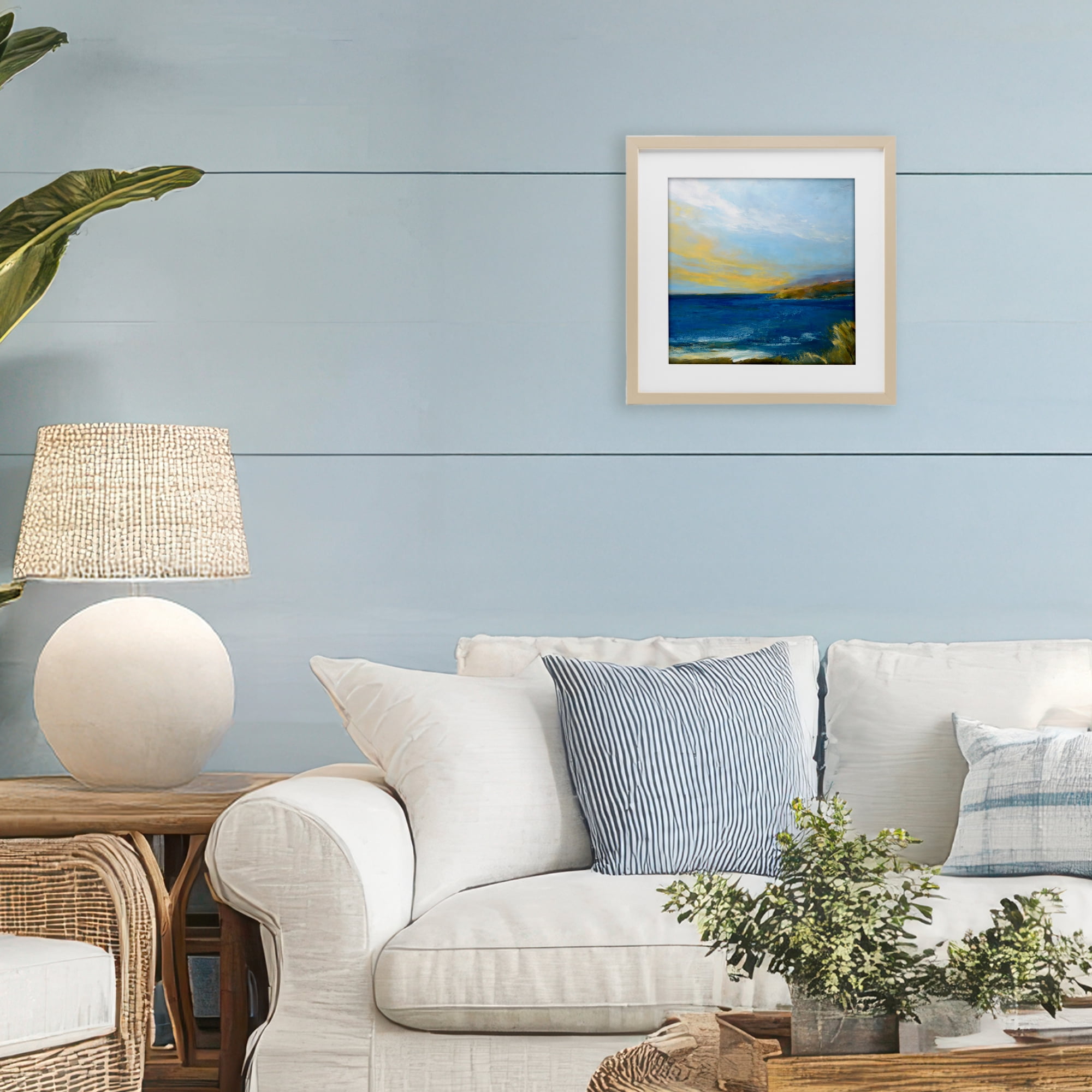 Stupell Industries Vibrant Ocean Light at Dusk Birch Framed Print Under Glass, design by Patrick Dennis