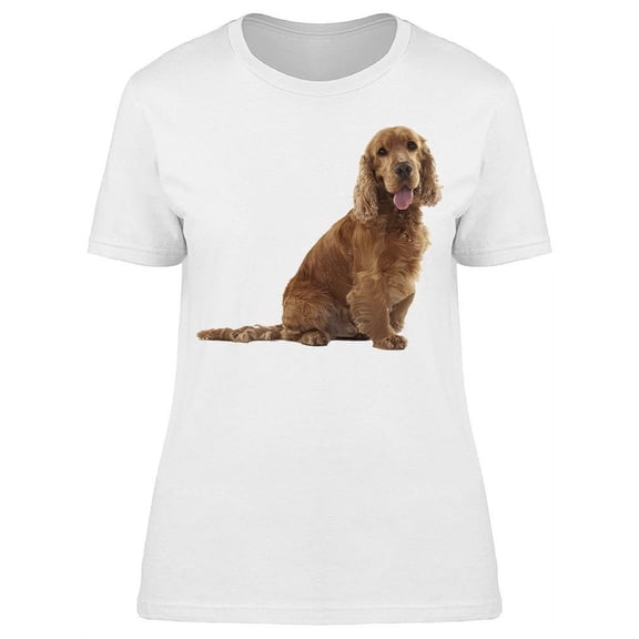 Cute Spaniel Dog Sitting T-Shirt Women -Image by Shutterstock, Female XX-Large