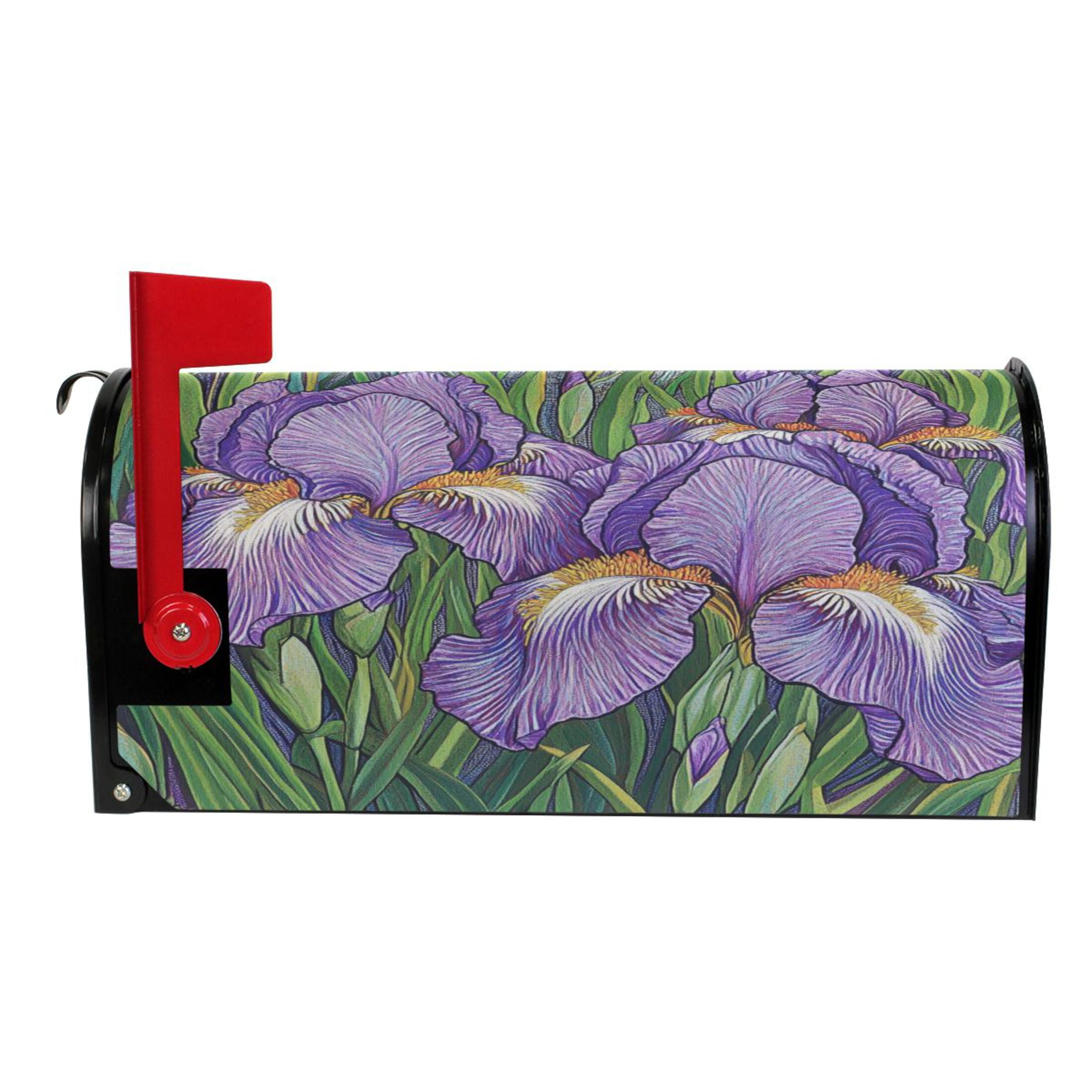 WOBOGO Purple Iris Mailbox Cover Magnetic for Garden Yard Home Decor Standard Size 25.4×20.78in