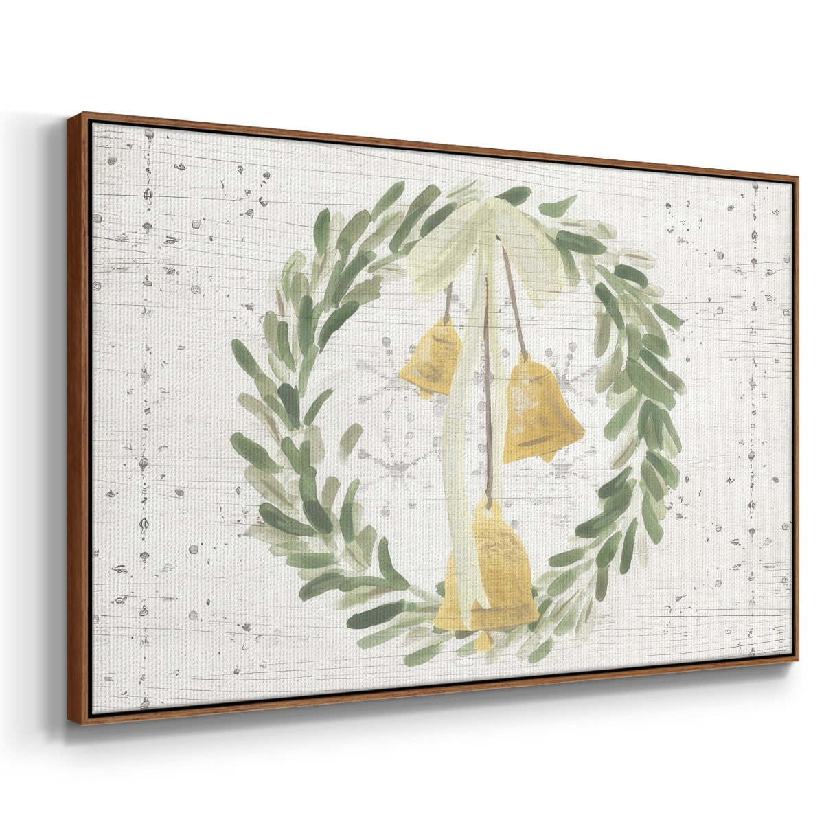 Weathered Aspen Wreath Collection A - Framed Gallery Wrapped Holiday Canvas - 27 x 41 - Rosewood Frame