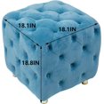 thumbnail image 3 of Home Tufted Foot Stool Vanity Stool, Velvet Tufted Ottoman with Round Gold Legs, Soft Compact Padded Seat Makeup Seat, Living Room Bedroom and Kids Room Stool (Blue-S), 3 of 14
