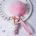 thumbnail image 1 of Sanrio-llavero de bola de pelo de Hello Kitty, colgante de Pvc, Anime Kuromi, My Melody, imitación de conejo Rex, regalo para coche Fivean unisex, 1 of 1