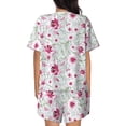 thumbnail image 3 of Bingfone Lilies Flowers Print Pajamas Sets for Women Soft Short-Sleeved Pjs with Lounge Shorts Two Piece Sleepwear, 3 of 8
