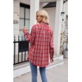 thumbnail image 4 of Womens Casual Cuffed Long Sleeve Boyfriend Button Down Plaid Flannel Shirt Tops, 4 of 5