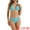 Lake Blue, variant on Women's Halter Ribbed Lace Up Bikini Sets Medium White