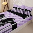 thumbnail image 3 of Manfei Cute Black Bowtie Zipper Queen Comforter Set with Fitted Sheet and 2 Pillowcases,Geometric Lines Art Zipper Bedding Set,Black Reversible,4pcs, 3 of 7