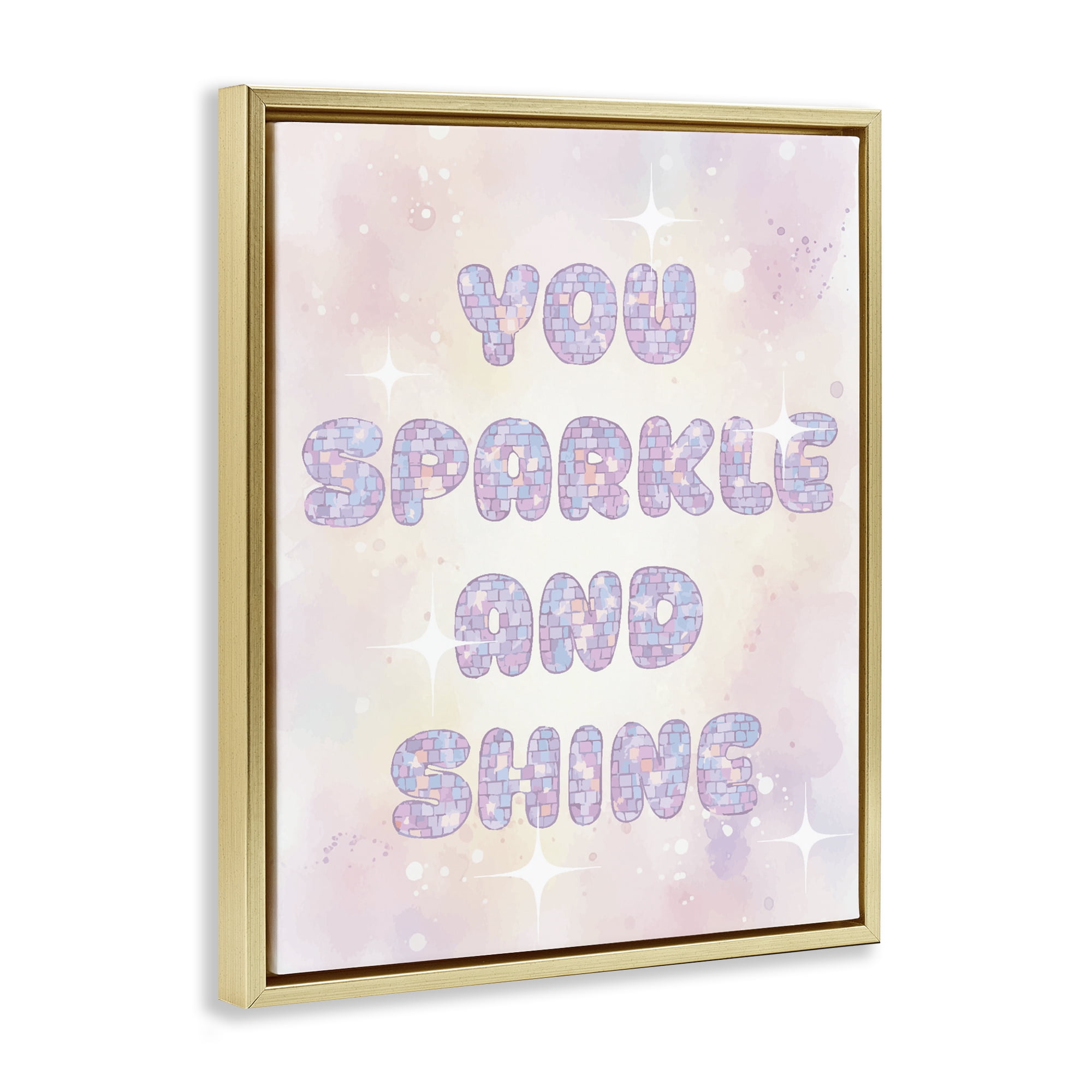 Stupell Industries You Sparkle And Shine Pastels Gold Framed Floater Canvas Wall Art, design by Lil' Rue