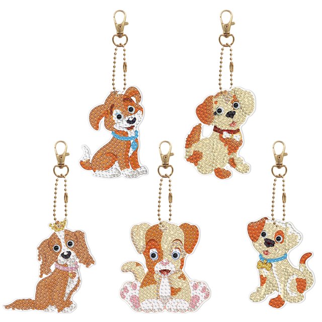 (YSK103) Llavero Con DIY Cachorro (diamante Doble Cara 5 Piezas)