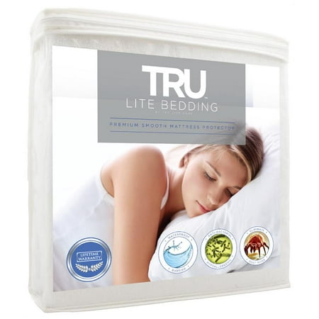 TRU Lite Smooth Mattress Protector - 100% Waterproof Hypoallergenic CAL (Best Mattress Cover For Back Pain)