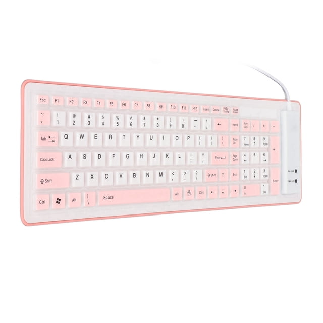 Teclado de silicona plegable Bling Bling 103 teclas USB resistente al agua color rosa