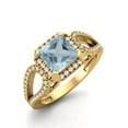 thumbnail image 2 of 2.5 Ctw Square Shape Blue Topaz 925 Sterling Silver Gold Vermeil Split Shank Valentines Day Gifts Ring, 2 of 4