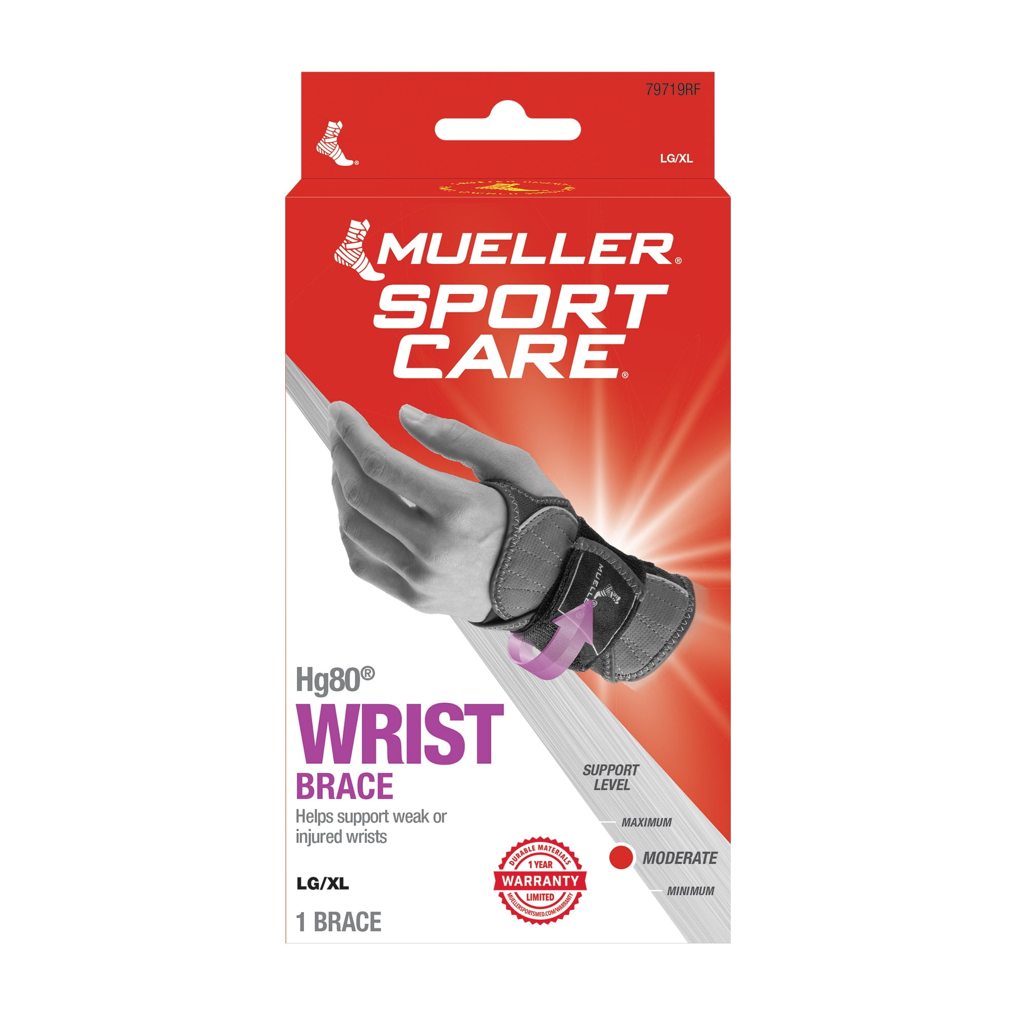 Mueller® Hg80® Premium Wrist Brace, Adjustable Wrist Support with Dual Stabilizers L/XL