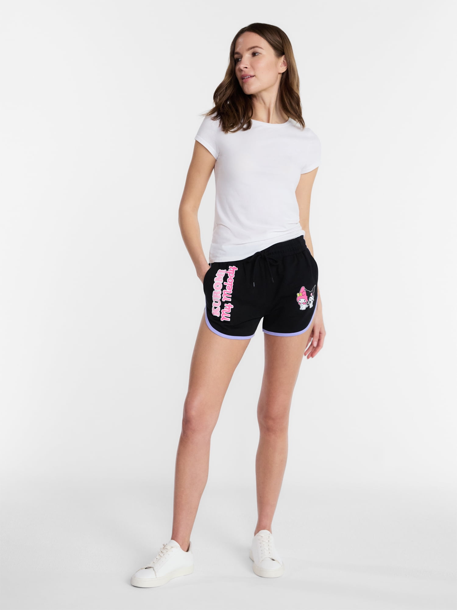 My Melody and Kuromi Women's Graphic Fleece Dolphin Shorts, Sizes XXS-XXL
