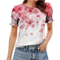 thumbnail image 2 of Blczomt Red Ladies Summer Tops Cute Short Sleeve Blouse Casual Trendy Shirts for Women,M, 2 of 6
