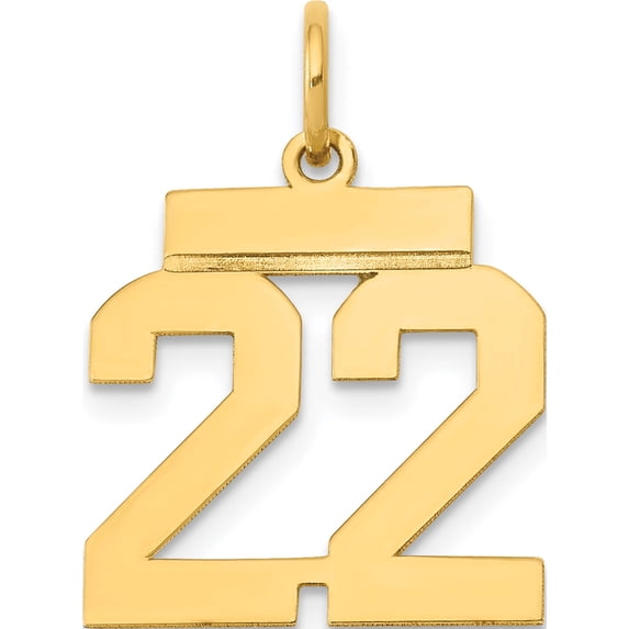 14K Yellow Gold Small Polished Number 22 Charm Made In United States ls22