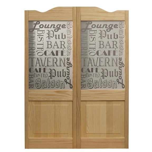 American Wood Full Glass Pub Unfinished Pine Louvered Cafe Door 36" x 42"