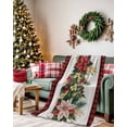 thumbnail image 2 of Christmas Holly Flannel Blanket for Bed,Travel and Camping, Leaf Poinsettia Floral Linen Red Plaid Super Soft Cozy Blanket for All Seasons 40"x50", 2 of 6