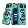 thumbnail image 2 of Dream Wireless  Nokia C100 Case Ring Car Mount Kickstand with Hybrid Hard PC Soft TPU Shockproof Protective Case - Teal & Green, 2 of 7