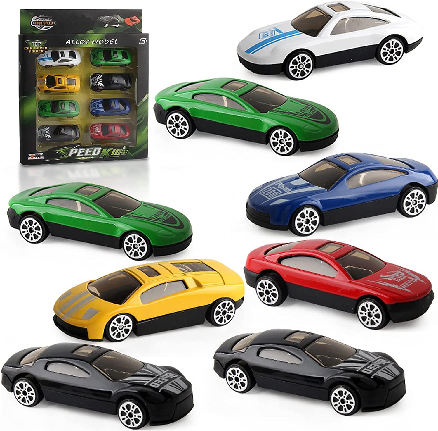 Sliding Alloy Sports Car Series Model Playsets 8 PCS Cast Metal