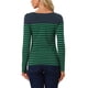 thumbnail image 3 of BLUSA CHIC para Mujeres INSPIRE a Rayas Color Block de Manga Larga Casual T-Shirt L Azul Marino Verde, 3 of 6