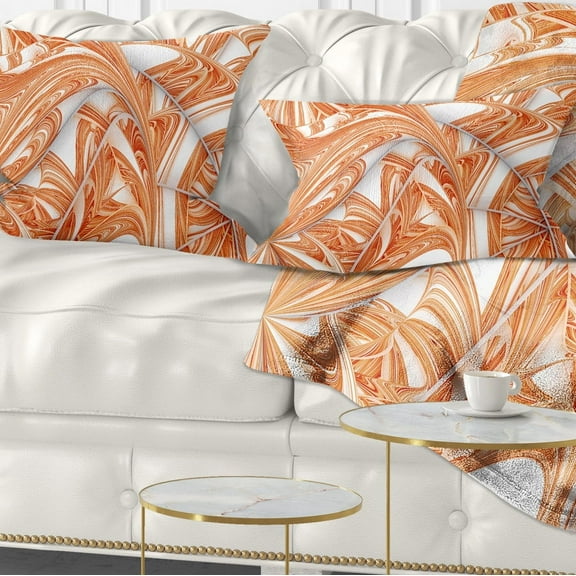 Designart Brown Winter Fractal Pattern - Abstract Throw Pillow - 12x20