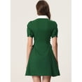 thumbnail image 4 of Vestido Con Botones Y Cordones Con Cuello Peter Pan En Contraste Vintage Para Mujer Verde XL, 4 of 5