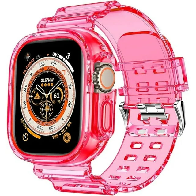 Correa de Silicona Transparente con Case para Apple Watch, Compatible con Todas las Series